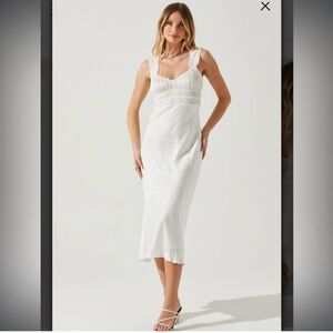 ASTR ENOLA Satin Smocked Midi Dress - Size M